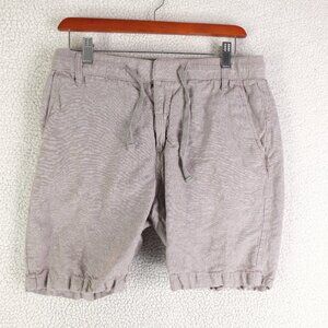 Public Beach Shorts Mens Small Gray Linen Cotton Drawstring Chino Preppy